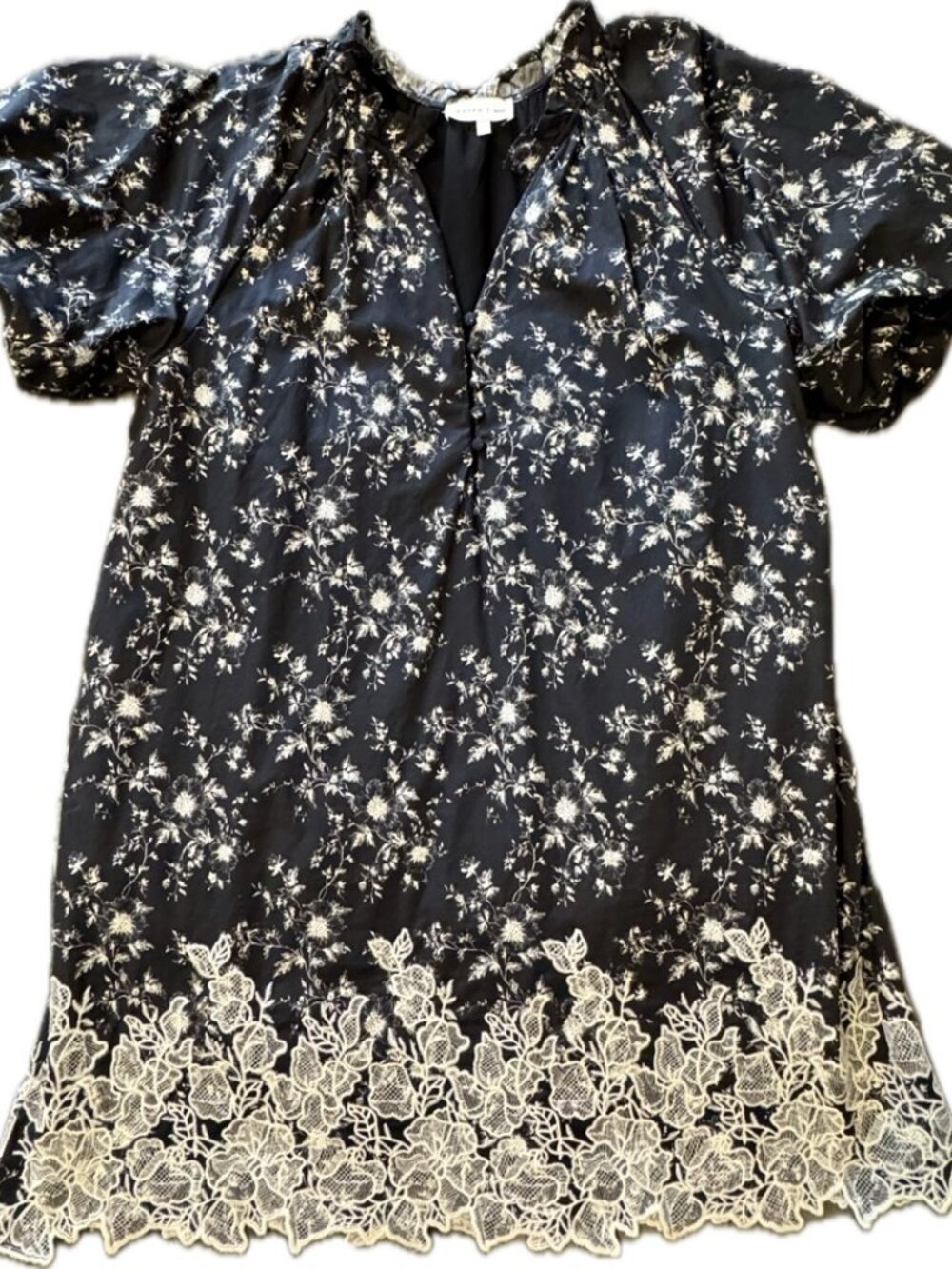 Entro Black floral mini dress, boutique brand, SZ Large
